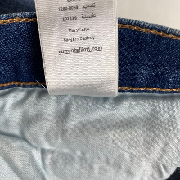 Current/Elliott The Stiletto Niagara Destroy Blue Cropped Skinny Jeans Size 25 - Picture 12 of 12